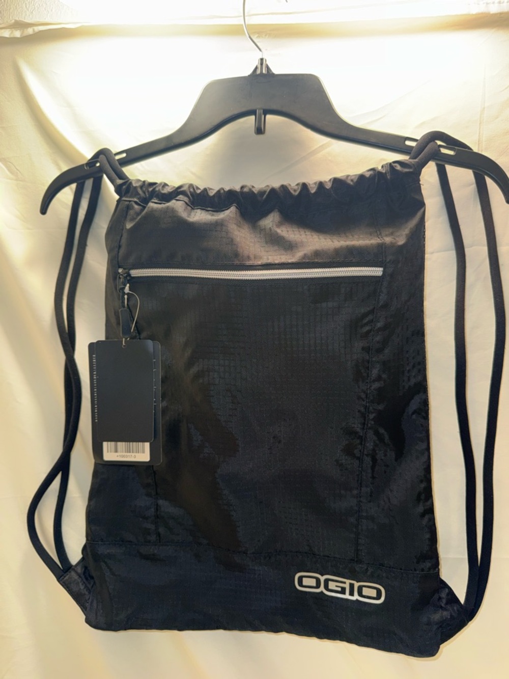OGIO Black Drawstring Cinch Sack with Front Zip